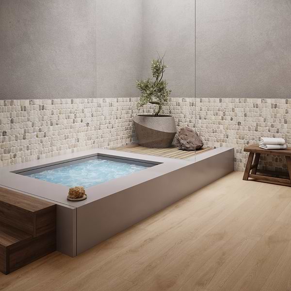Nature Pathway Pram Gray 2" Natural Stone Mosaic Tile