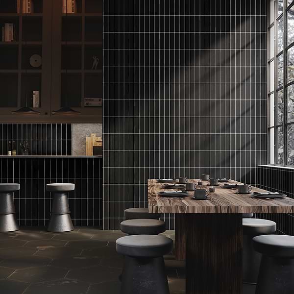 Charlotte Charcoal Black 3x10 Textured Matte Ceramic Subway Tile