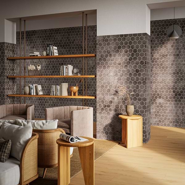 Terra Villa Gray 4" Hex Matte Presealed Genuine Terracotta Tile
