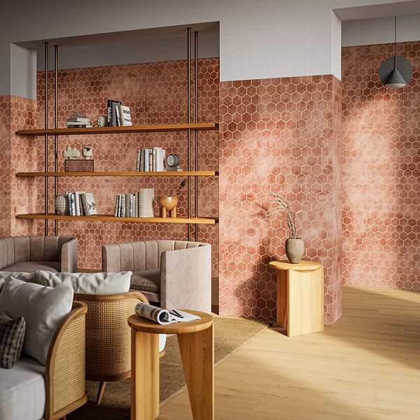 Terra Villa Red 4" Hex Matte Presealed Genuine Terracotta Tile