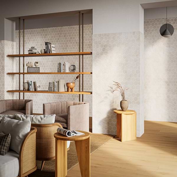 Terra Villa White 4" Hex Matte Presealed Genuine Terracotta Tile
