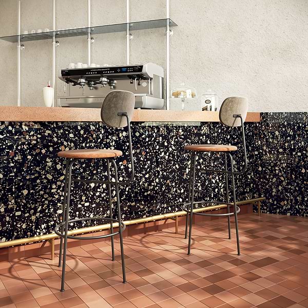Bejeweled Black Multicolor 24x48 Terrazzo Look Polished Porcelain Tile