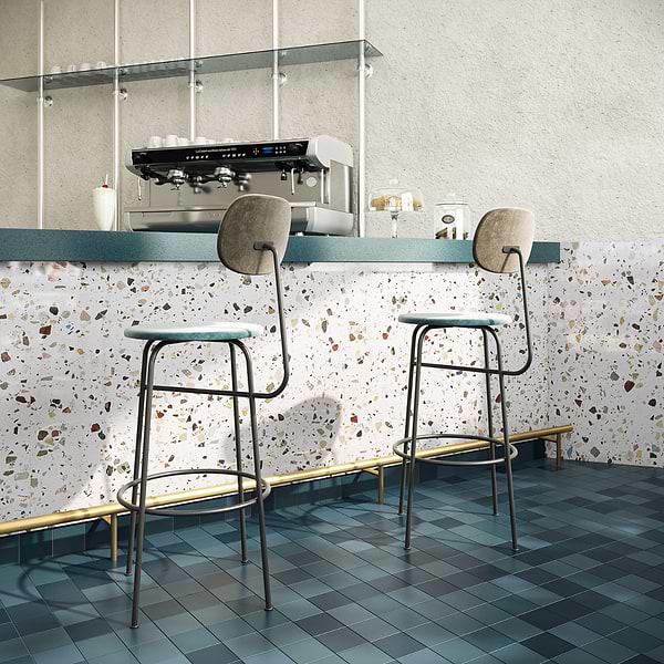 Bejeweled White Multicolor 24x48 Terrazzo Look Polished Porcelain Tile