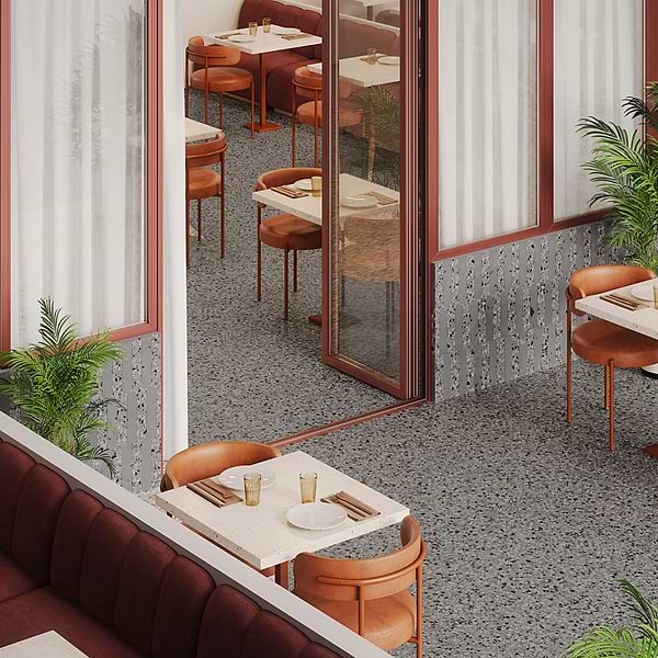 Kobe Flakes Charcoal Gray 24x24 Terrazzo Look Matte Porcelain Tile