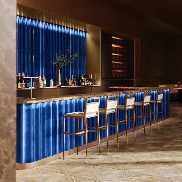 Lava Art Fluted Adriatic Blue 6x36 3D Glossy Lava Stone Tile