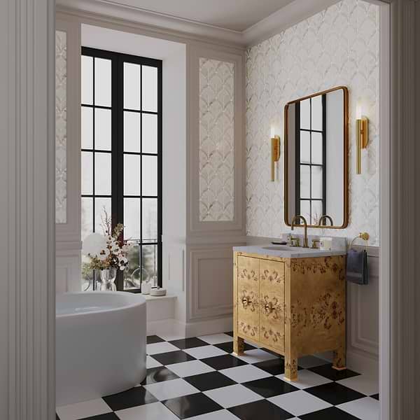 Konwalia Bianco White Floral Polished Marble Mosaic Tile