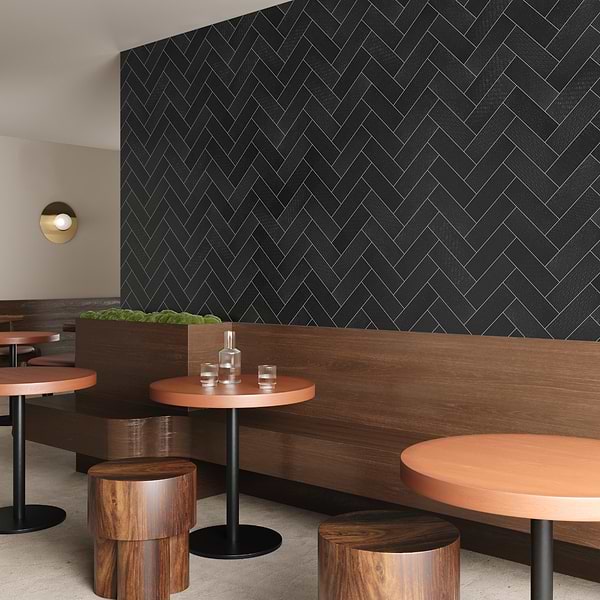 Tessuto Carbone Charcoal Black 4x12 Porcelain Matte Subway Tile