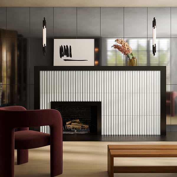 Amulet Mist Silver 18x36 Metal Laminated Porcelain Tile