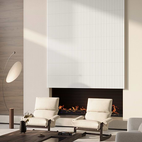 Bariano White 6x16 Fluted 3D Matte Porcelain Tile