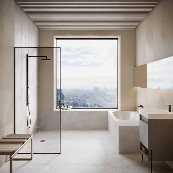 Enso Ash Beige 24x48 Ribbed Matte Fluted Porcelain Wood Look Tile