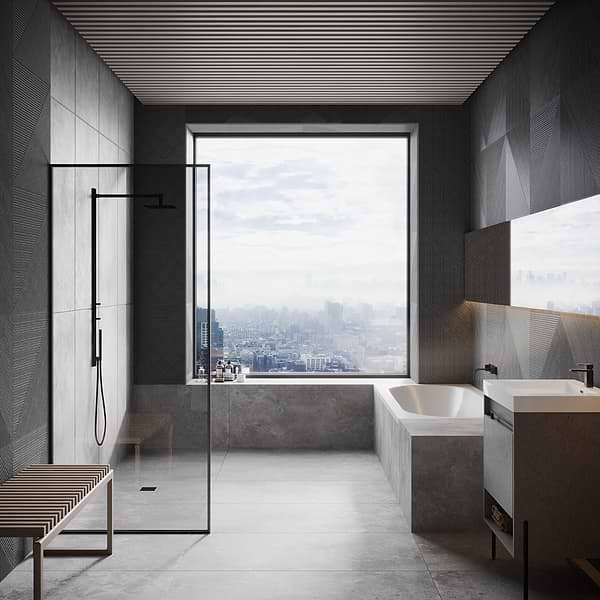 Enso Charcoal Black 24x48 Ribbed Matte Fluted Porcelain Wood Look Tile