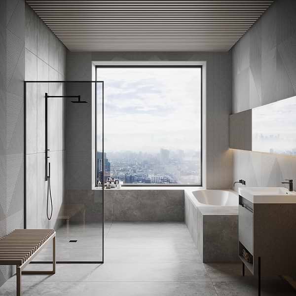 Enso Gray 24x48 Ribbed Matte Fluted Porcelain Wood Look Tile
