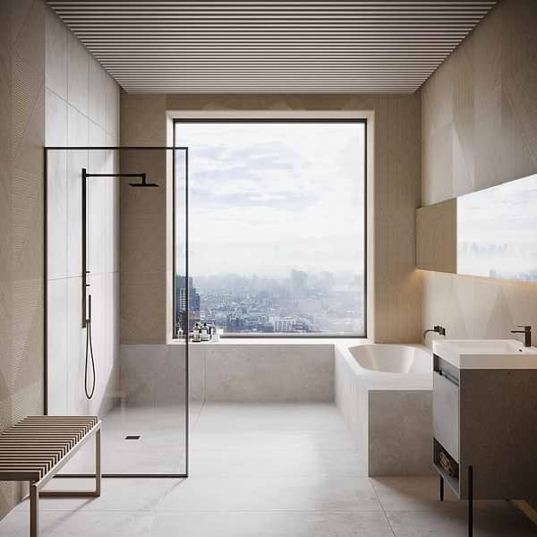 Enso Oak 24x48 Ribbed Matte Fluted Porcelain Wood Look Tile