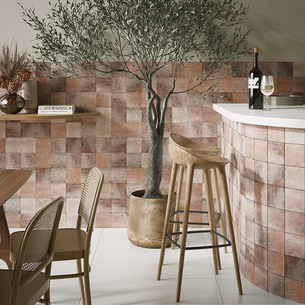 Navari Terra Cream 5x5 Textured Matte Ceramic Tile