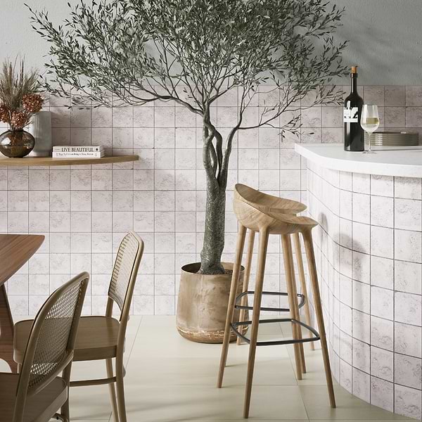 Navari White 5x5 Textured Matte Ceramic Tile