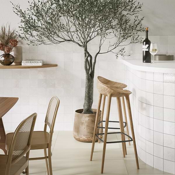 Navari White 5x5 Textured Glossy Ceramic Tile