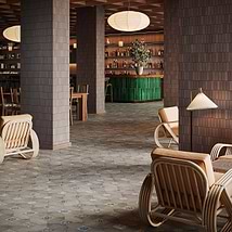Morocco Dove Gray 4x8 Picket and Medina Multicolor 4x4 Square Matte Porcelain Tile