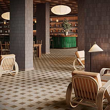 Morocco Oak Beige 4x8 Picket and Willow Brown 4x4 Square Matte Porcelain Tile
