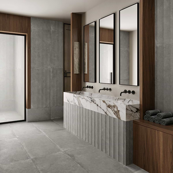 Lucreto Waves Taupe Gray 24x48 3D Concrete Look Matte Porcelain Tile