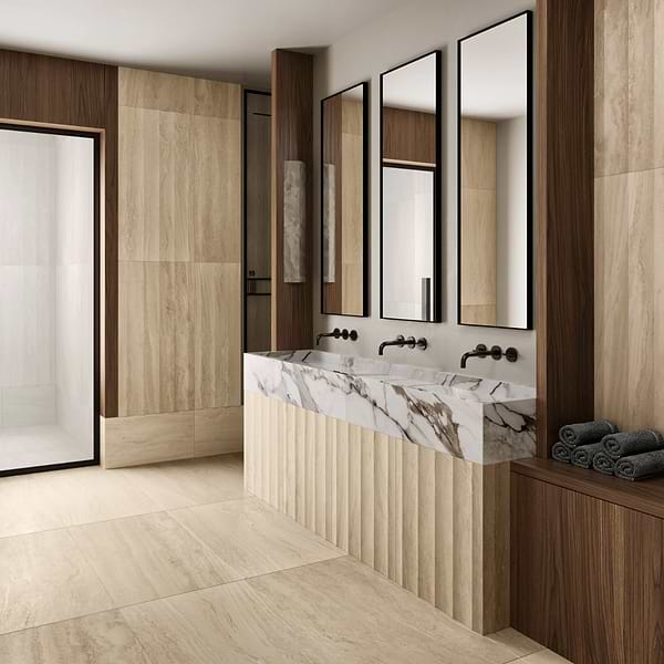 Lumar Travertino Crema Beige 24x48 Travertine Look Matte Porcelain Tile