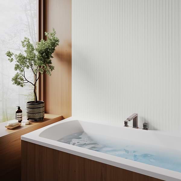 Plaster Fluted White 18x48 3D Matte Ceramic Tile