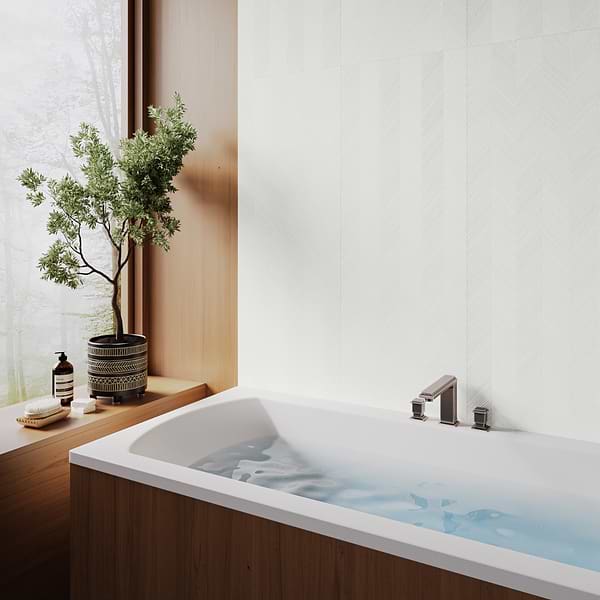Plaster Weave White 18x48 Textured Matte Ceramic Tile