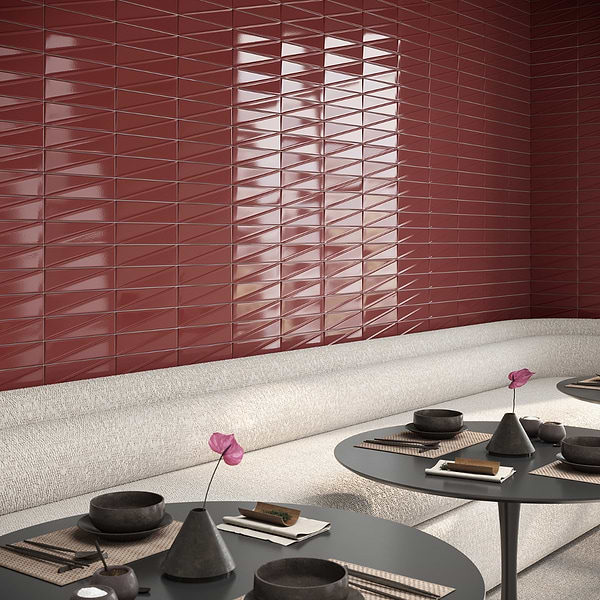 Axelle Ruby Red 3x12 3D Glossy Ceramic Subway Tile