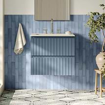 Prima Denim Blue 24" Single Vanity with Integrated Solid Surface Top