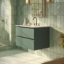 Prima Forest Green 30" Single Vanity with Integrated Solid Surface Top