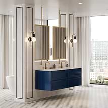 Alma Blue 30" Vanity with Integrated White Solid Surface Top