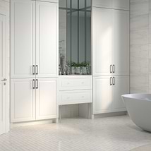 Alma White 30" Vanity with Chrome Legs & Knobs with Integrated White Solid Surface Top