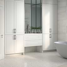 Alma White 36" Vanity with Chrome Legs & Knobs with Integrated White Solid Surface Top