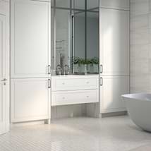 Alma White 42" Vanity with Chrome Legs & Knobs with Integrated White Solid Surface Top
