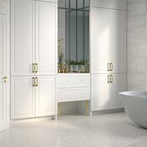 Alma White 30" Vanity with Gold Legs & Knobs with Integrated White Solid Surface Top