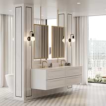 Alma White 36" Vanity with Integrated White Solid Surface Top