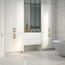 Alma White 36" Vanity with Gold Legs & Knobs without Top