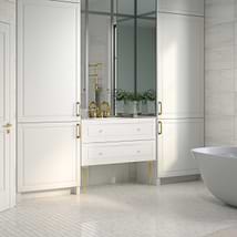 Alma White 42" Vanity with Gold Legs & Knobs without Top