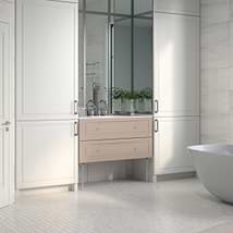 Alma Taupe 42" Vanity with Chrome Legs & Knobs with Integrated White Solid Surface Top