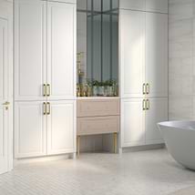 Alma Taupe 30" Vanity with Gold Legs & Knobs with Integrated White Solid Surface Top