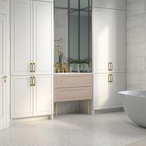 Alma Taupe 36" Vanity with Gold Legs & Knobs with Integrated White Solid Surface Top