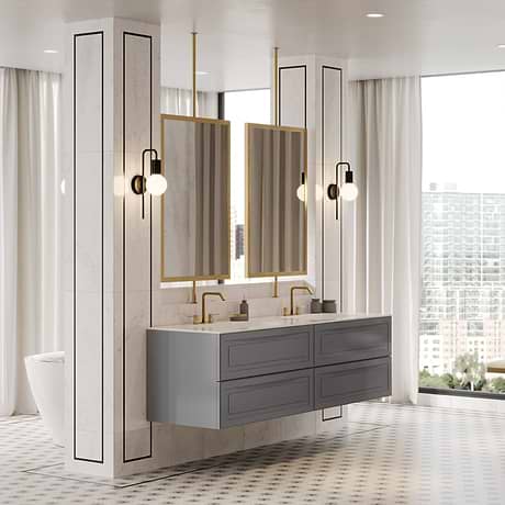 Alma Gray 36" Vanity with Integrated White Solid Surface Top
