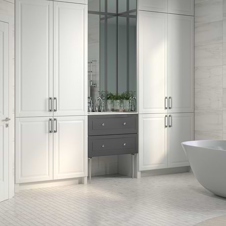 Alma Gray 30" Vanity with Chrome Legs & Knobs with Integrated White Solid Surface Top