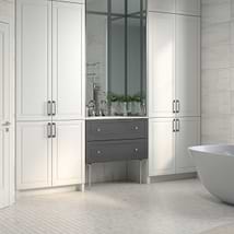 Alma Gray 36" Vanity with Chrome Legs & Knobs with Integrated White Solid Surface Top