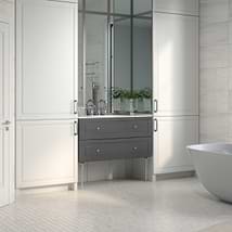 Alma Gray 42" Vanity with Chrome Legs & Knobs with Integrated White Solid Surface Top