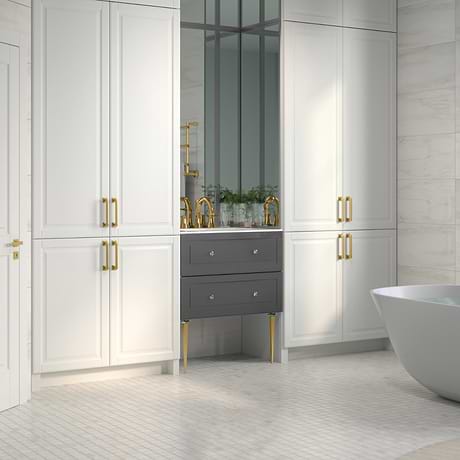 Alma Gray 30" Vanity with Gold Legs & Knobs without Top