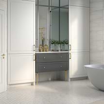 Alma Gray 42" Vanity with Gold Legs & Knobs with Integrated White Solid Surface Top