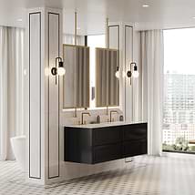 Alma Black 30" Vanity with Integrated White Solid Surface Top
