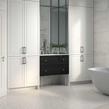 Alma Black 36" Vanity with Chrome Legs & Knobs with Integrated White Solid Surface Top