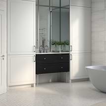 Alma Black 42" Vanity with Chrome Legs & Knobs with Integrated White Solid Surface Top