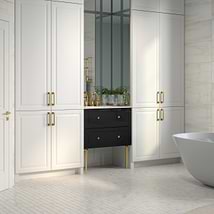 Alma Black 30" Vanity with Gold Legs & Knobs with Integrated White Solid Surface Top